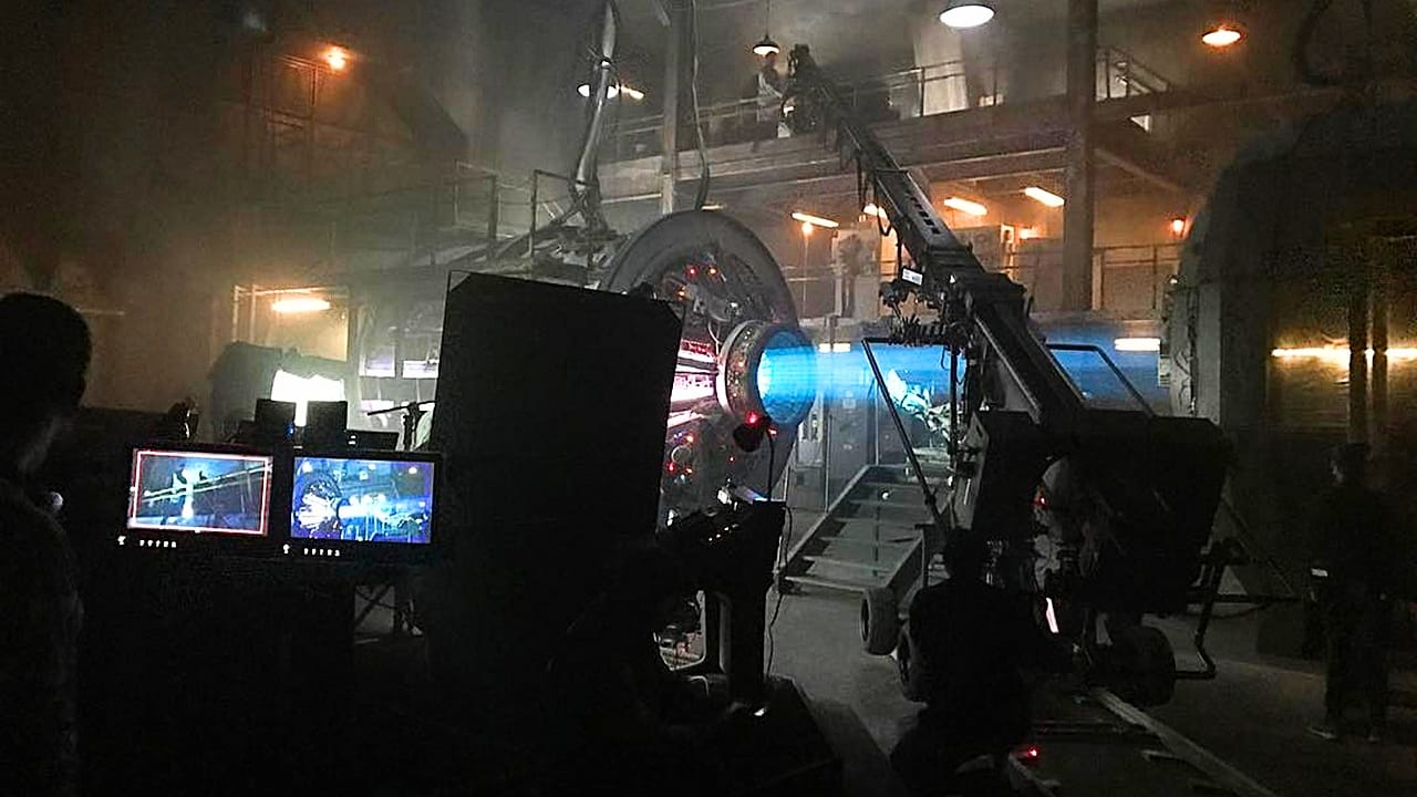 The time machine set from 12 monkeys, with a crane in the shot via Terry Matalas